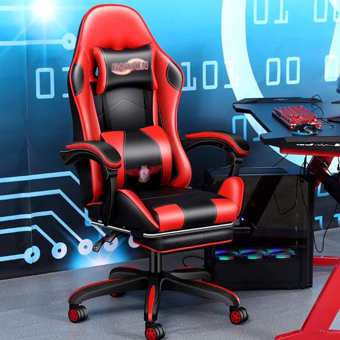 Mlaea Home Gaming Chairs for Adults Gaming Room Bedroom Computer Chairs Flexible Lifting Rod Adjustable Height 38 * 48 * 123-133CM(Color:Blue)