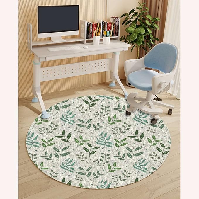 Olive Avocado Green Computer Gaming Rolling Chair Mat Green Leaf Watercolor Style for Carpet Desk Chair Mat Computer Chair Mat Floor Protector for Office Gaming Room Romantic Nature Diameter 59 in