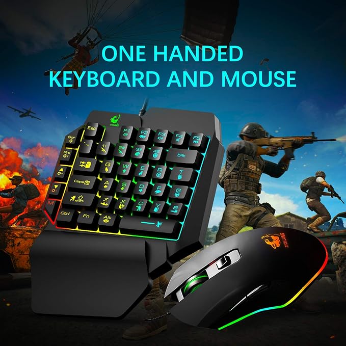 Gaming Keyboard and Mouse Combo Wired 39 Keys Mechanical Feeling Rainbow LED Backlit Keyboard and RGB Gaming Mouse and LED Backlit Converter Compatible with PS4/Xbox One/Nintendo Switch/PS3 /PC