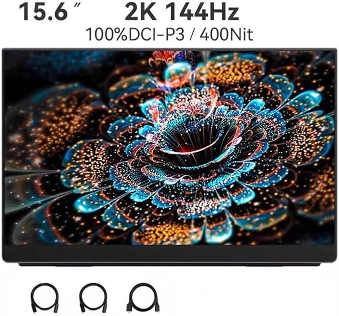 Flicker Free 15.6 Inch 2K IPS Portable Monitor Cell Phone Laptop Secondary Screen Office Expansion Game Host External with Speakers