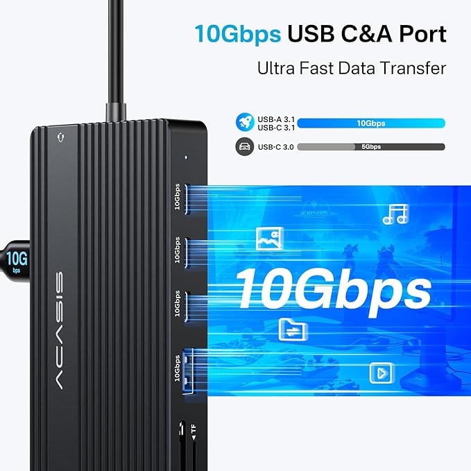 USB C Docking Station Dual HDMI Monitor Laptop Docking Station 3 Monitors 2 * 4K HDMI+1080p VGA+100W PD+Ethernet+3 USBC 10Gbps+SD/TF+Audio Adapter USB C Hub for Dell/Lenovo/HP/ThinkPad(Black)