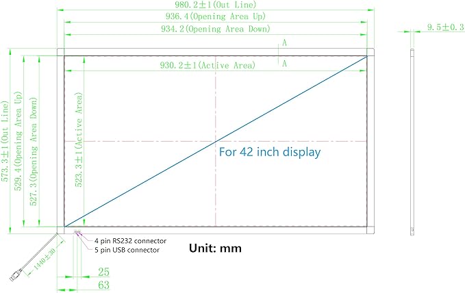 42 Inch Interactive 10 Points Infrared IR Touch Screen Overlay Frame Free Driver