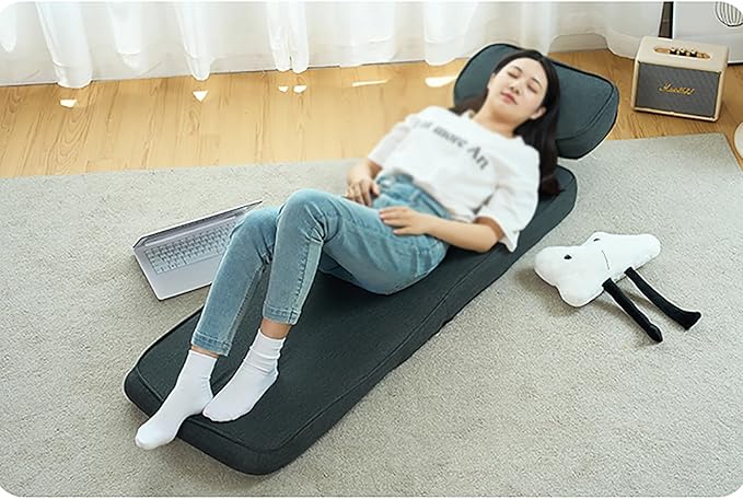 Adjustable Meditation Chair with Books Laptop Stand Floor Chair with Back Support Floor Gaming Chair Padded Folding Sofa Chair Sleeper Bed Folds Flat