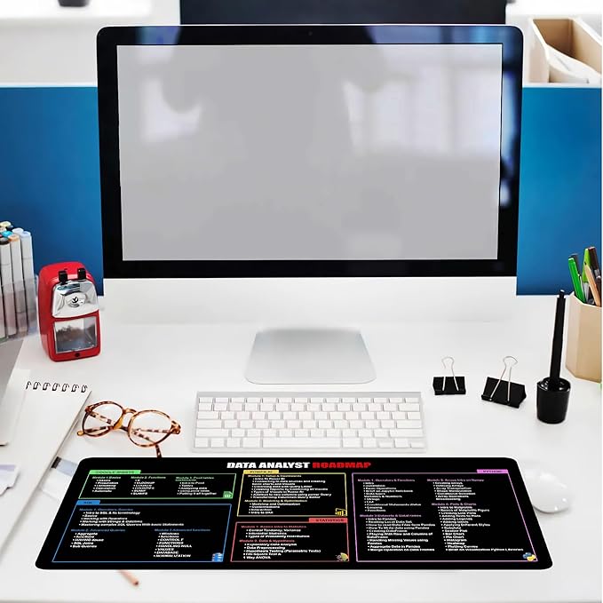 Data Analyst Roadmap Mouse Pad – Ultimate Cheat Sheet for SQL Python Power BI &amp More Large Desk Mat for Students &amp Data Enthusiasts Must-Have Computer Accessory for Study Work and Learni