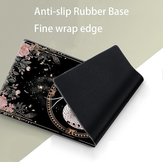 Keyboard Mouse Pad SetLarge Desk Pad+Keyboard Wrist Rest+Mouse Pad Wrist Support+CoasterEasy Typing Pain Relief Non-Slip Mousepad Wrist Support Mousepad Set Home OfficeBoho Snake Witch