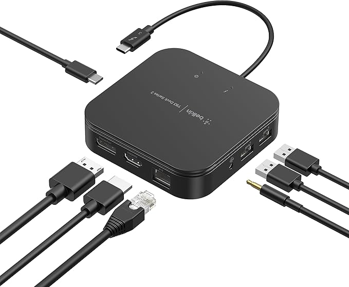 Belkin Thunderbolt 3 Dock Core With Thunderbolt 3 Cable - Usb C Hub - 7-In-1 Docking Station For Macs &amp Windows 60W Upstream Charging With Gigabit Ethernet Displayport &amp Audio Ports
