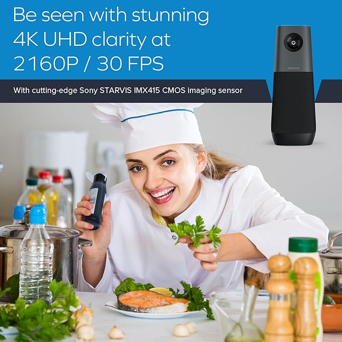 Creative Live! Meet 4K: 4K UHD Conference Webcam with Auto Tracking with 7 X Digital Zoom for PC and Mac