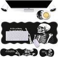 Bxgolkgd Desk Mat SetMouse Pad with Keyboard Wrist Rest &amp Mouse Wrist RestWave-Shaped DesignNon-Slip Rubber BaseErgonomic Desk Mat for HomeOfficeGamingSkull Skeleton Black Background