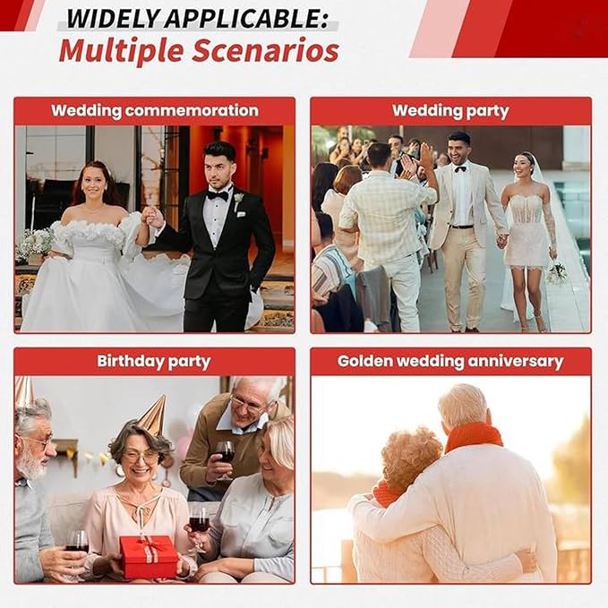 1080P Video Audio GuestBook Wedding Phone 64G SD Card Customized Video Audio Guest Book Alternatives with Lens Recording for Birthday Party Anniversary Engagement Red