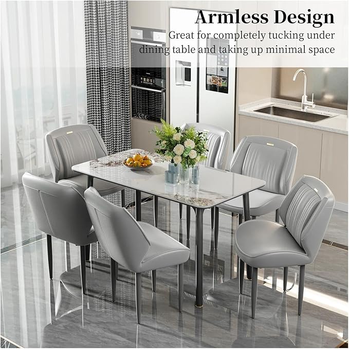 Adjustable Office Computer Chair with Armrest 1pcs No Armrests Leather Padded Seat Dining Chair for Living Room Kitchen Restaurant(Light Khaki)