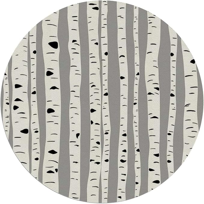 Black White Leather Office Chair Mat for Hardwood Floor Forest Seasonal Nature Woodland Leafless Upgrade Composite Materials Strong Impact Resistance Durable Non-Slip Floor Protector Diameter 47.2 in