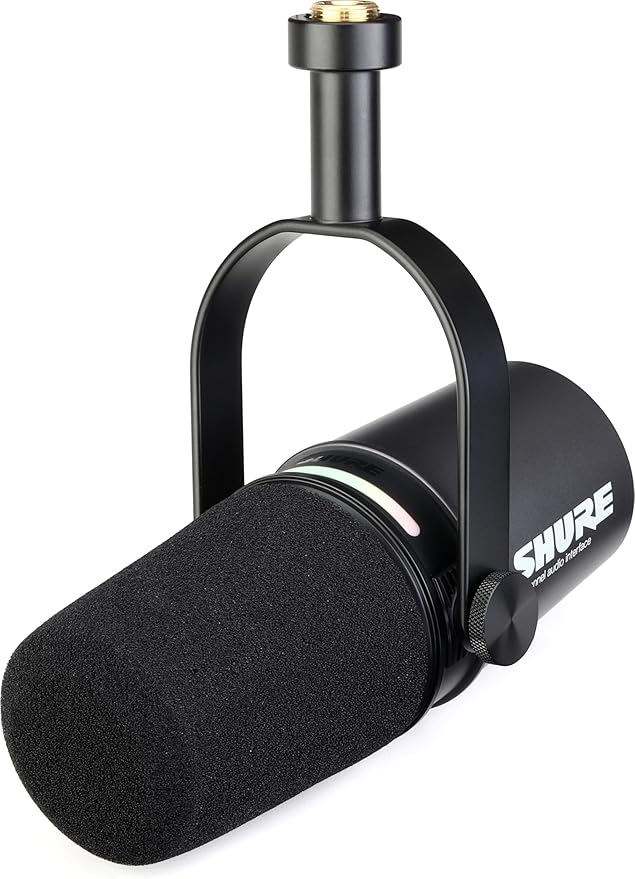 Shure MV7i Smart Microphone with Built-in Audio Interface and Deluxe Articulating Desktop Mic Boom Stand - Podcast Mic with 2 Channels XLR and 1/4 USB-C for Mac/PC/Phone and Advanced DSP Features