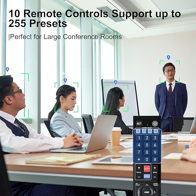 NDI PTZ Camera 60fps 20X Optical Zoom 1080P HDMI USB3.0 SDI LAN PoE AI Auto Tracking Conference Room Camera 1/2.8 CMOS Sensor 255 Presets for Church Worship Live Streaming Video Conference