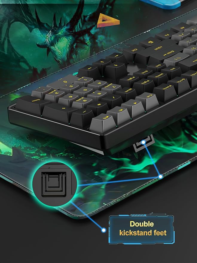NPET CR108 RGB Gaming Keyboard and Mouse Combo 108 Keys Swappable Custom Wired Mechanical Keyboard Linear Red Switches Adjustable Gaming Mouse for PC Mac Xbox Gamer (108 Keys Black Grey)