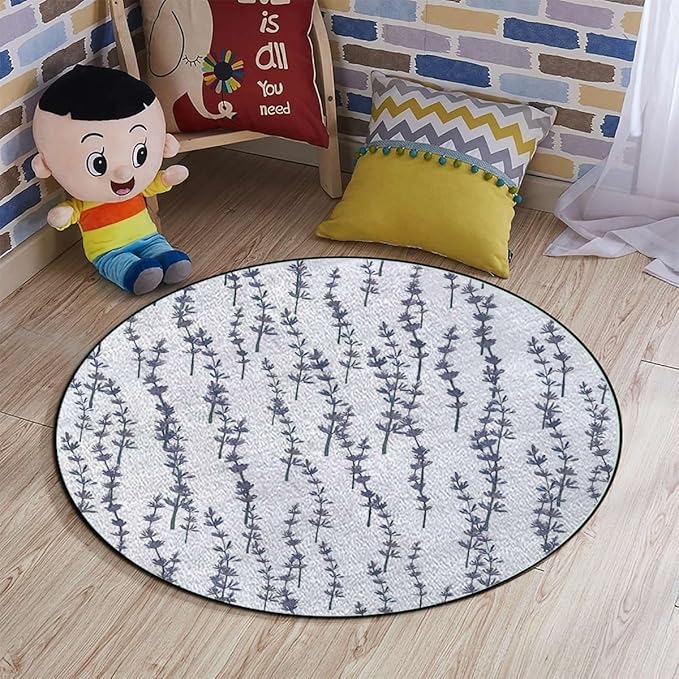 Dreamlike Round Area Rug Swivel Chair Mats for Hardwood Floor Washable Waterproof Spill Mat Anti-Slip Floor Protector Lavender Nature PatternGreen Diameter 47.2 in