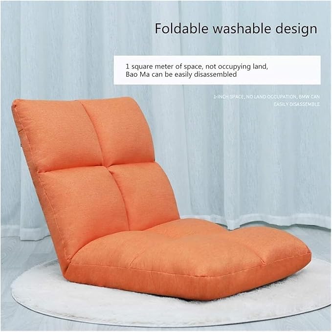ELEFOCUS Folding Sofa Chair Folding Floor Chair Computer Chair On Single Bed 5 Speed Adjustment for Bay Window Bedroom(Wine Red)
