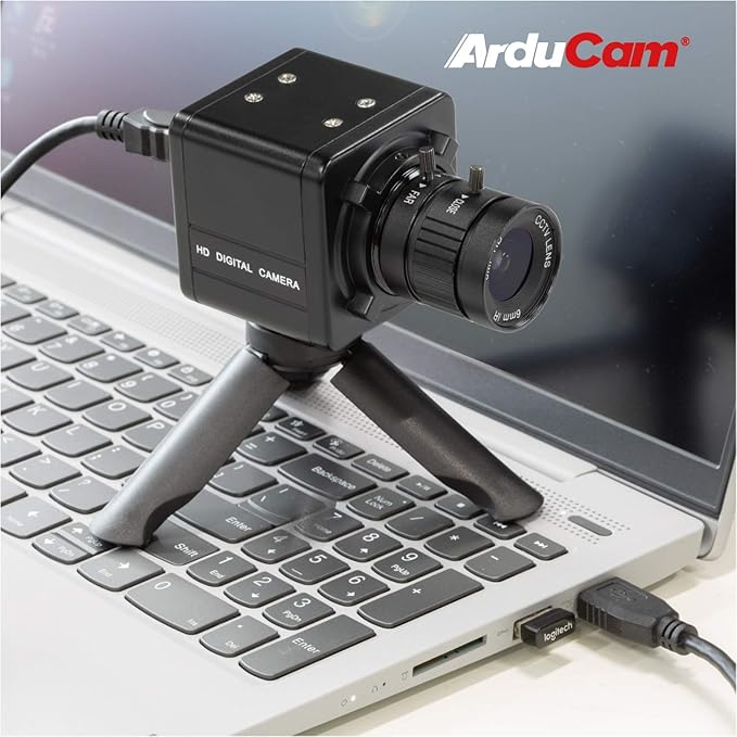 Arducam for Raspberry Pi HQ Camera 12MP IMX477 HQ Webcam with Audio 6mm CS-Mount Lens Metal Enclosure Tripod and USB Cable