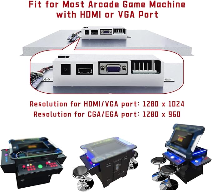 UNICO 26 inch Arcade Monitor 4:3 Ratio LCD Gaming Monitor for HDMI/VGA/CGA/EGA Arcade Machine