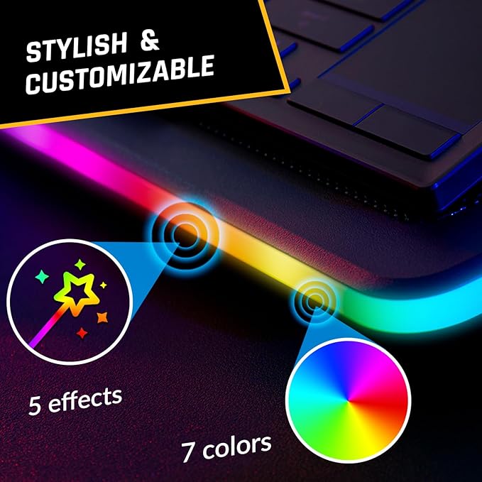 KLIM Ultimate - RGB Laptop Cooling Pad with LED Rim - New - Gaming Laptop Cooler - USB Powered Fan - Very Stable and Silent Laptop Stand - Compatible up to 17 - PC Mac PS5 PS4 Xbox One