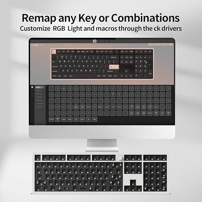 Keychron Q6 Max QMK/VIA Wireless Custom Mechanical Keyboard Barebone Knob Version Full-Metal Hot-Swappable RGB Backlight 2.4 GHz/Bluetooth/Type-C Wired Gaming Keyboard for Mac/Windows/Linux - White
