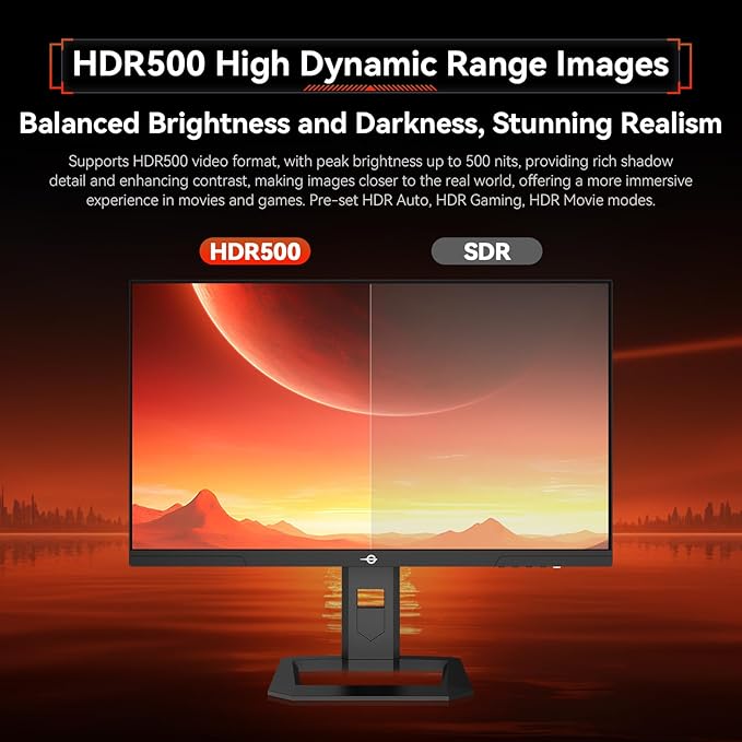 TITAN ARMY 24.5 Inch 240Hz 1440p Gaming MonitorQHD 2560 x 1440p Fast IPS 1ms GTGAdaptive Sync126% sRGBHDR10Low Blue Light VESA 100x100HDMI 2.0 DisplayPort 1.4 Vertical Gaming Monitor P2510S