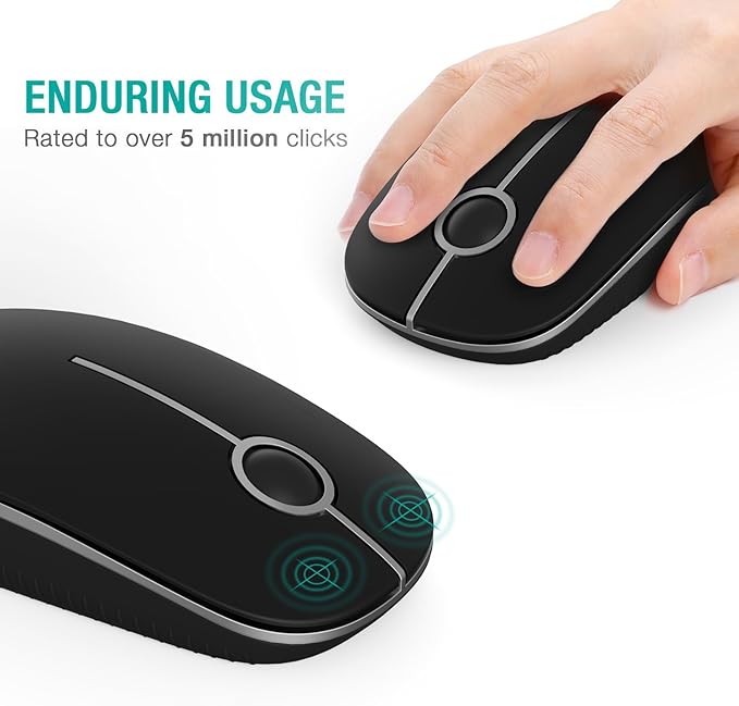 VssoPlor Wireless Mouse 2.4G Slim Portable Computer Mice with Nano Receiver for Notebook PC Laptop Computer(Black and Gold)(Black and Silver)