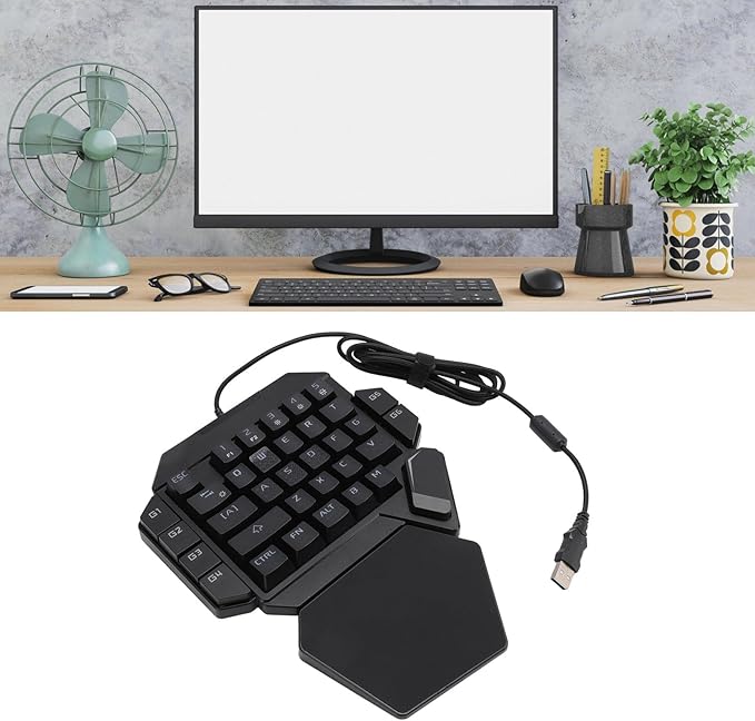 Diyeeni Gaming Keypad Single Hand Professional Gaming Keypad Cool RGB Backlight USB Wired Mechanical Keyboard with Blue Switch 35 Keys Ergonomic Design