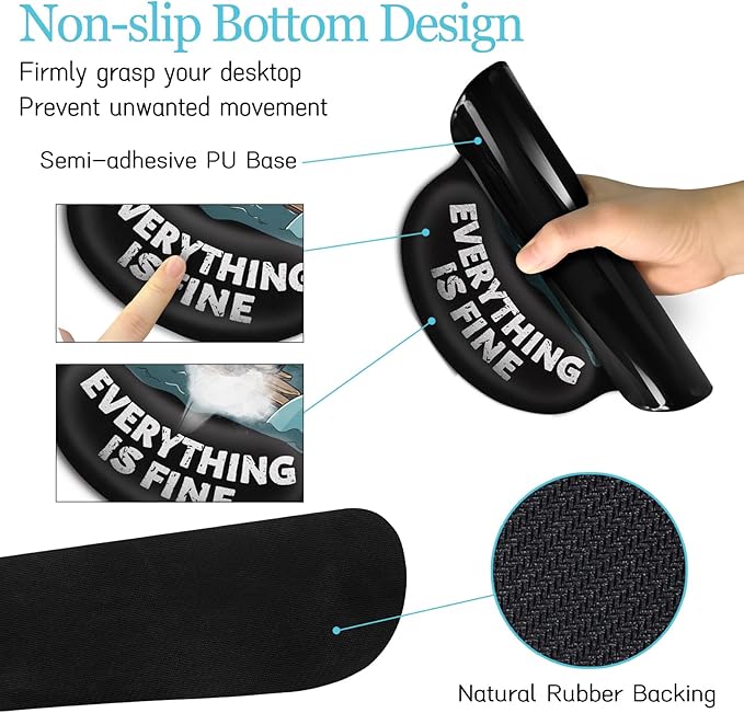 Funny Dog Mouse Pad Set Large Desk Mat With Wrist Rest for Gaming Ergonomic Mousepad Keyboard Mat Cup Coaster Set Office Accessories - It's Fine