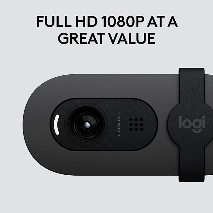 Logitech Brio 105 Full HD 1080p Business Webcam with Auto-Light Balance USB-A Privacy Shutter Easy Set-Up Compatible with Windows macOS ChromeOS (Renewed)
