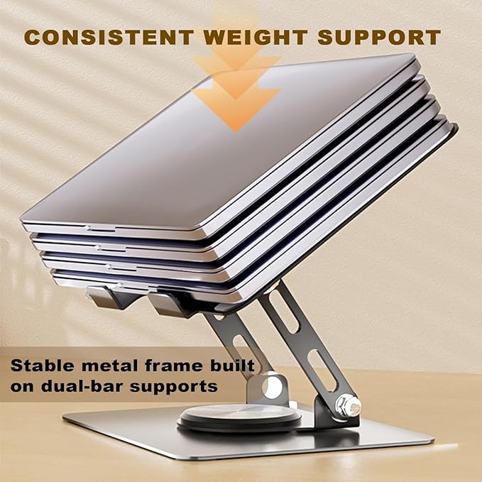 Laptop Pad 360 Rotating Laptop Stand 2 Adjustable Angle and 0-13 inches Tall Adjustable Cooling Pad Fits 10-17.3 laptops Pads