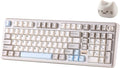 YUNZII B98 PRO QMK/VIA Wireless Mechanical Gaming Keyboard 96% Layout with Numpad and Cute Cat Knob BT/2.4G/USB-C Pre-Lubed Switch Hot Swap Gasket RGB for Win/Mac (Beige Candy Linear Switch)