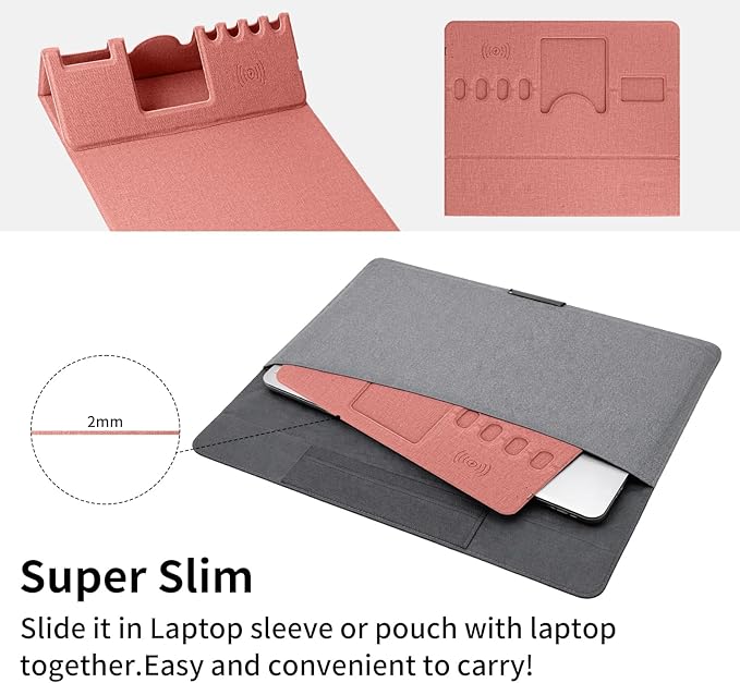 Mouse Pad with Phone Holder &amp Pen Holders Wireless Charging Desk Mat Mousepad Home Office Desk Pad with Ultra-Smooth Surface Non-Slip Base Waterproof Keyboard Pad Classic Pink Desk Mat