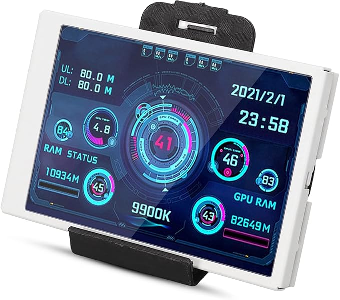 Yunseity Computer Temp Monitor AIDA64 PC CPU Hard Disk Real Time Data Monitor 3.5 Inch USB Mini Screen PC Sensor Panel Display with USB Type C Port (White)