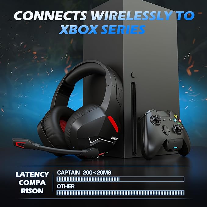 BINNUNE Xbox Wireless Gaming Headset for Xbox Series X/S Xbox One120H Ultra-Long Battery Bluetooth 5.3 Gaming Headphones with Noise-Canceling Mic Comfortable Over-Ear Headphones