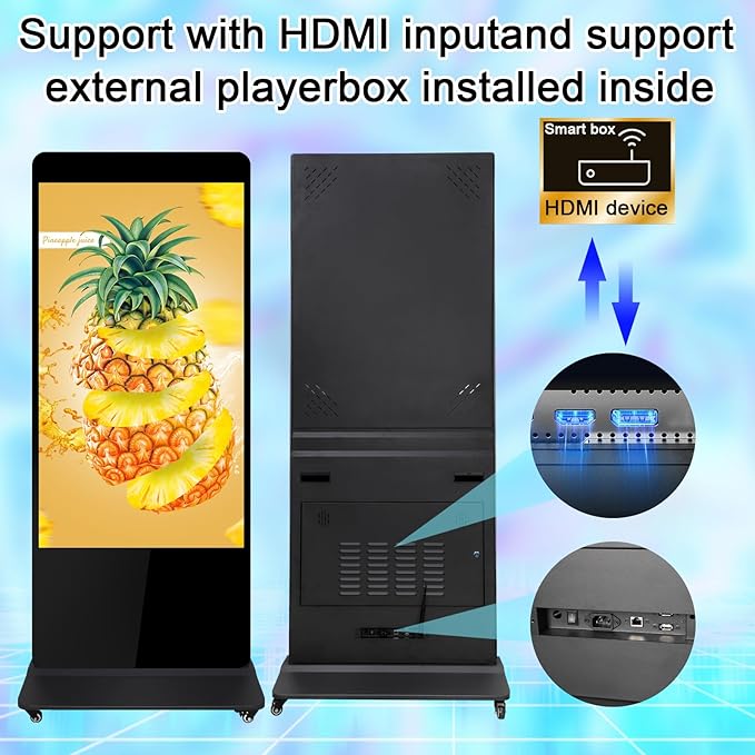 43 Digital Signage Display Kiosk 1080P Non Touchscreen Kiosks Interactive Floor Standing Full HD IPS LCD Screen Commercial Totem with Android 11 System Interactive Advertising Media Player