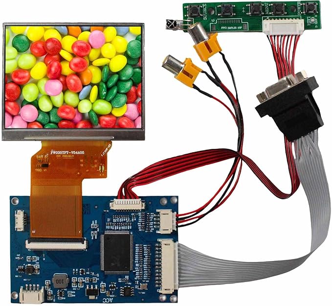 VSDISPLAY 3.5 Inch 640x480 IPS LCD Screen VS035T-001AT 400 Nits Display Panel with VGA AV Video Input LCD Controller Board