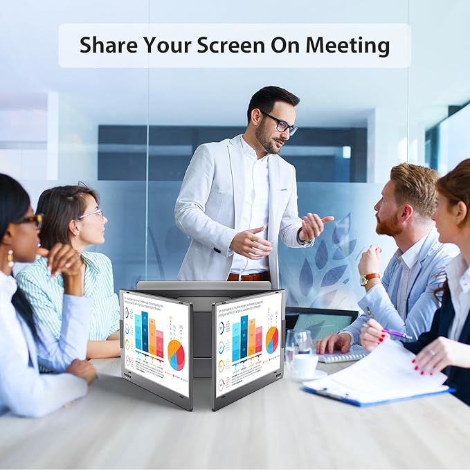 KYY Laptop Screen Extender 14'' FHD 1080P USB-C Portable Monitor IPS Computer Monitor Dual Monitor for Triple Screen for 12-16 Laptop (Mac Wins Android) Driver Need