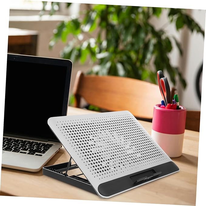 Laptop Cooler Stand Thin and Quiet Mute Computer Fan with Brackets Durable Aluminum Alloy Support Frame for Home Use Silver