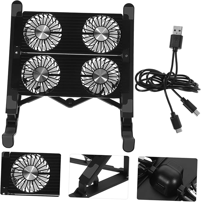 1Set Multi Functional Laptop Cooling Stand with USB Fan Control Portable Slip Riser for Comfortable Use Lightweight Design for Easy Storage and Transport for Home