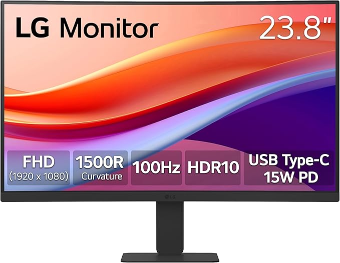 LG 24U421A-B 24-inch Full HD (1920 x 1080) Curved Computer Monitor 100Hz 5ms HDR10 3-Side Borderless Switch HDMI USB Type-C 15W PD Tilt Slim Stand Black