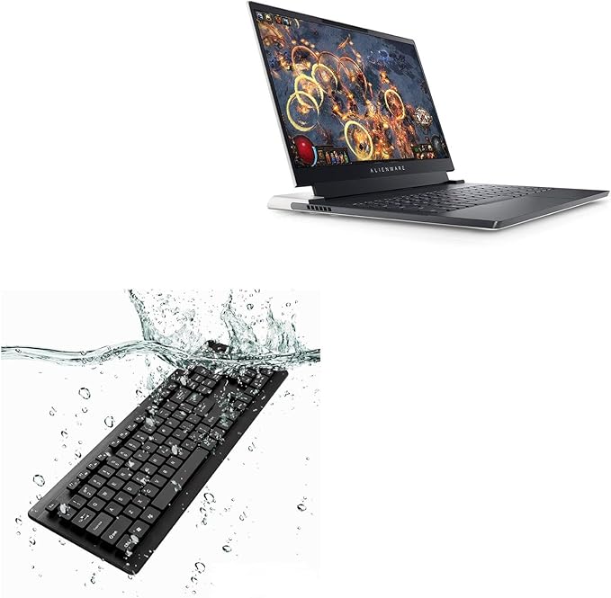 BoxWave Keyboard Compatible with Alienware x14 - AquaProof USB Keyboard Washable Waterproof Water Resistant - Jet Black