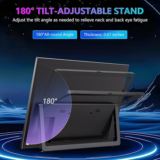 WUAWE Small Portable Monitor Kickstand 14 inch FHD 1200P Ultra Slim for Laptop Monitor Second Screen Dual Speakersfor Laptop PC Phone Xbox PS4/PS5 Switch