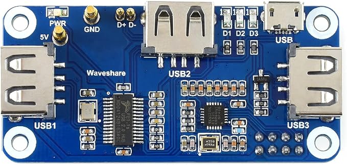 Waveshare PoE Ethernet/USB HUB HAT Compatible with Raspberry Pi Zero/Zero W/4B/3B/3B+ 3X USB 2.0 Ports 802.3af-Compliant
