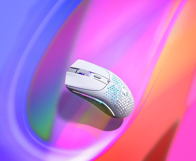 Glorious Gaming Model O 2 Wireless Gaming Mouse - Hybrid 2.4GHz &amp Bluetooth Wireless 68g Superlight Long Battery Life 26k BAMF 2.0 Sensor RGB Ambidextrous 6 Buttons PTFE Feet - White