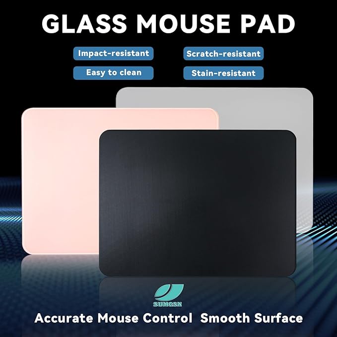 Glass Gaming Mousepad Professional Artisan 350 * 260 * 3.2mm Large Mouse Pad Provides Improved Precision and Speed for Keyboard Mouse (Black)
