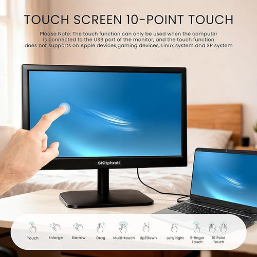 15 inch 1920x1080 Touchscreen Monitor 10-Point Multi Touch Screen with HDMI VGA 60Hz 16:9 Aspect Ratio VESA Secondary Monitor for PC Computer Windows Ras Pi