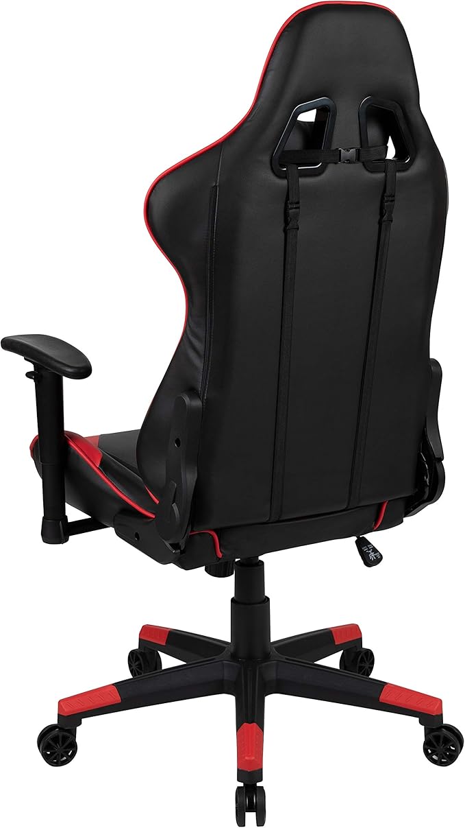 Flash Furniture X20 Fully Reclining LeatherSoft Racing Style Gaming Chair with and Lumbar Pillows Ergonomic Padded Swivel Computer Chair Red/Black