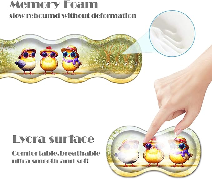 Ergonomic Keyboard Wrist Rest &amp Mouse Pad Wrist Rest SetXL Gaming Desk Mat 31.5x 11.8Non-Slip BaseMemory FoamEasy Typing Pain Relief for Office &amp HomeCute Chickens with Hats