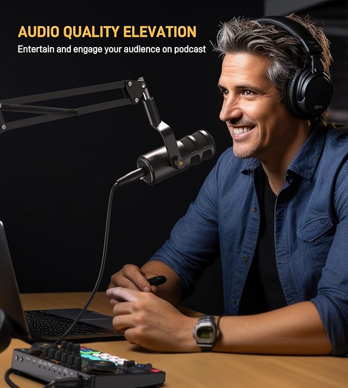 MAONO USB Audio Interface for PC &amp XLR Dynamic Microphone&amp Studio Headphone: Interface with XLR Input 24-bit/192kHz Routing Software Loopback for Recording Music Guitar Podcast Streaming