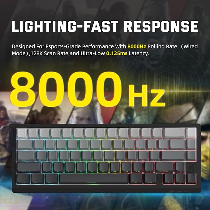 ATTACK SHARK X11 &amp X68 PRO HE Wireless Gaming ComboRapid Trigger Hall Effect Magnetic Switch 8K KeyboardUltra-Light 22K DPI PAW3311 Optical Sensor MouseRGB Backlit Tri-Mode with Coiled Cable-Gr